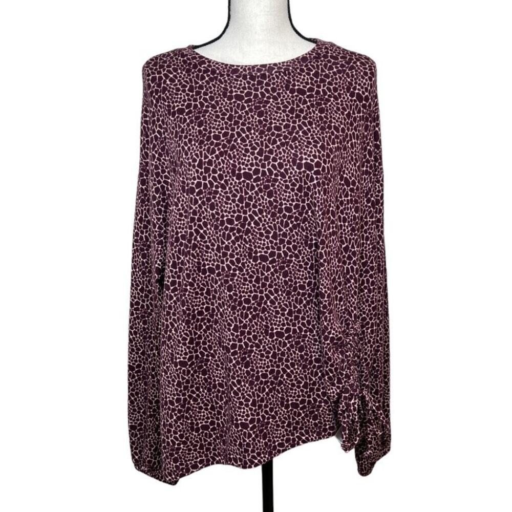 Meri Skye Long Sleeve Tee Burgundy Size 2X